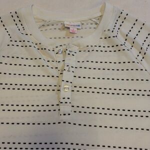 LuLaRoe Mens Mark Henley Shirt Size Small White Black Dot Stripe Long Sleeve EUC